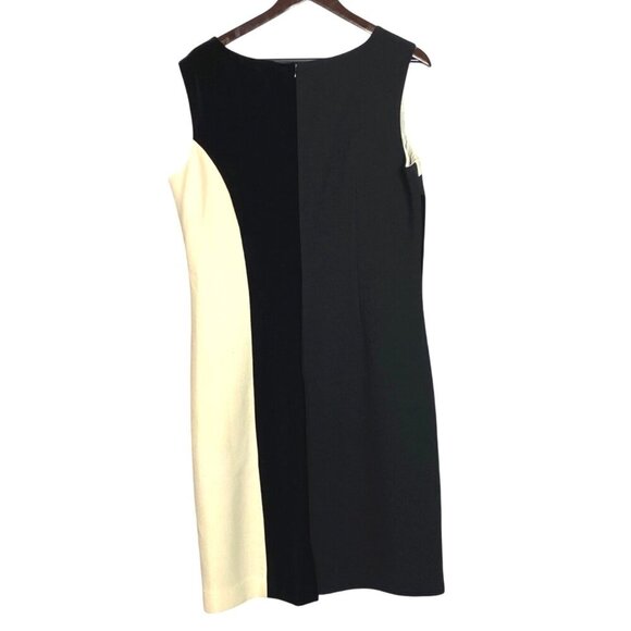 Teri Jon by Rickie Freeman Black Cream Wool Velvet Knee Length Sheath Dress 16 - Picture 2 of 8